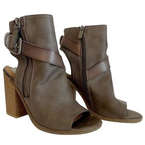 DV By Dolce Vita Women Size 8.5 Brown Block Heel Peep Toe Booties